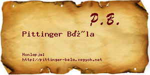 Pittinger Béla névjegykártya
